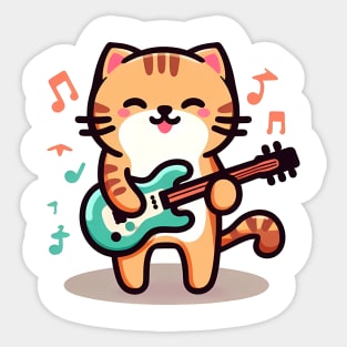 Bass Playing Cat Sticker